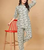 Trendy deisgner polyster fabric stylish printed top and bottom set