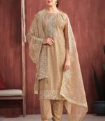 Fawn embroidered organza  pant straight.(size Free size full stitched Up To 42")