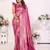 Pink Kasturi style of silk bland zari border thread work saree with blouse