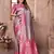 Purple Kasturi style of silk bland zari border thread work saree with blouse