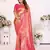 Peach Eishwari tissue soft silk bland contrust border saree with Blouse