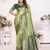 Parrot Eishwari tissue soft silk bland contrust border saree with Blouse