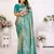 Teal Eishwari tissue soft silk bland contrust border saree with Blouse