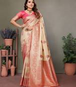 Red Viscose Silk Saree Contrast Border & Zari Rich Pallu Saree With Blouse