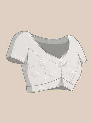 hand embroidered white georgette lucknow chikan saree with blouse   5