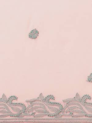 hand embroidered peach georgette lucknowi chikankari saree with blouse  3