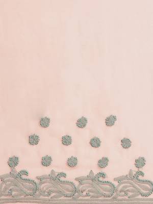 hand embroidered peach georgette lucknowi chikankari saree with blouse  5