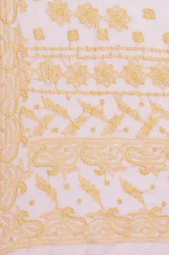 hand embroidered mauve georgette lucknowi chikankari saree with blouse 