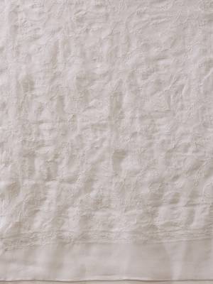hand embroidered white georgette lucknowi chikankari saree with blouse  5