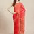 hand embroidered red georgette lucknow chikan saree with blouse 