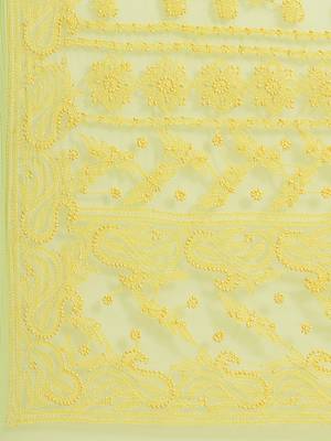 hand embroidered green georgette lucknowi chikankari saree with blouse  4