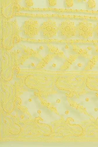 hand embroidered green georgette lucknowi chikankari saree with blouse 