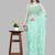 hand embroidered sea green goergette lucknowi chikankari saree with blouse 