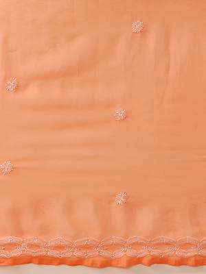 Ada Hand Embroidered Rust Georgette Lucknowi Chikankari Saree With Blouse A129558 6
