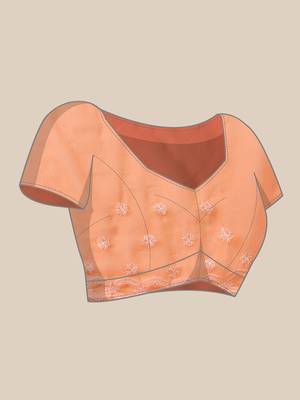 Ada Hand Embroidered Rust Georgette Lucknowi Chikankari Saree With Blouse A129558 7