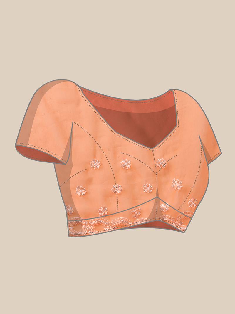 Ada Hand Embroidered Rust Georgette Lucknowi Chikankari Saree With Blouse A129558