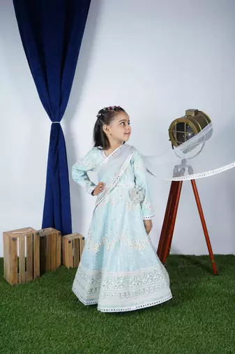 Sky Blue Embroidery Anarkali 