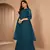 Fascinating Teal Blue Net Semi Stitched Festive Salwar Suits 