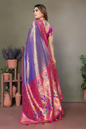 Blue Banarasi Tissue Silk Saree