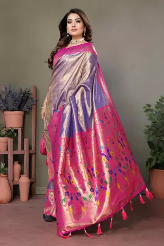 Blue Banarasi Tissue Silk Saree