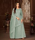 Beauteous Grey Net Semi Stitched Ethnic Women's Suits Semi stitched