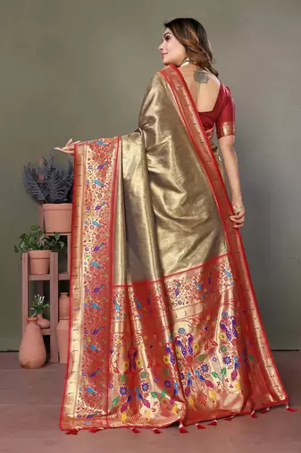 Gold Banarasi Tissue Silk Saree