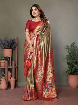 Gold Banarasi Tissue Silk Saree 4