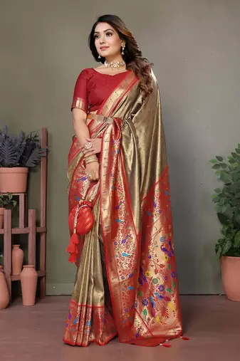Gold Banarasi Tissue Silk Saree