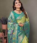 Green Banarasi Tissue Silk Saree