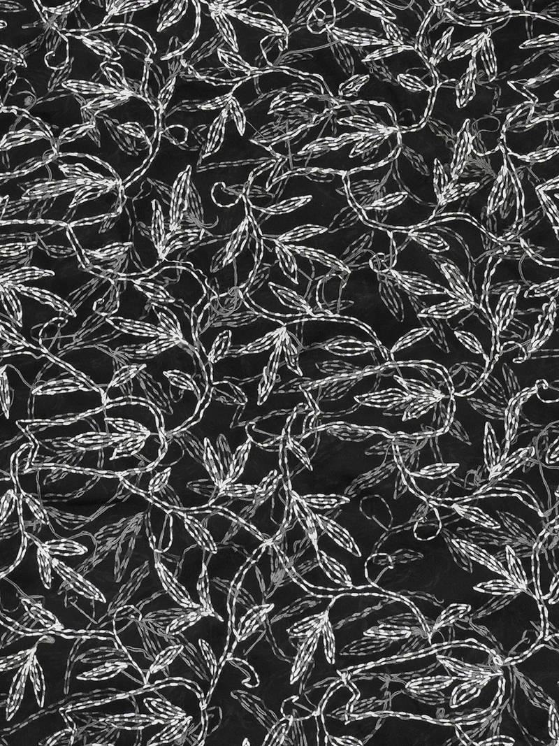 hand embroidered black georgette lucknowi chikankari saree with blouse 