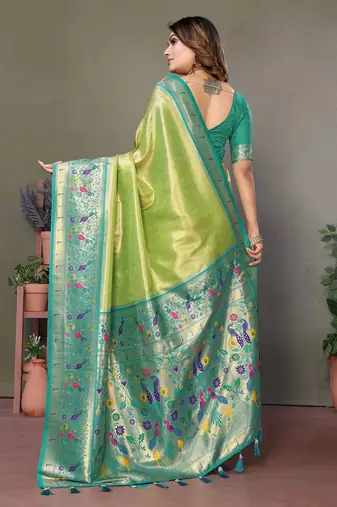 Green Banarasi Tissue Silk Saree