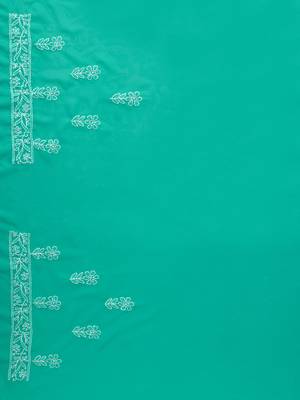 hand embroidered green georgette lucknowi chikankari saree with blouse  7