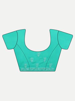 hand embroidered green georgette lucknowi chikankari saree with blouse  9