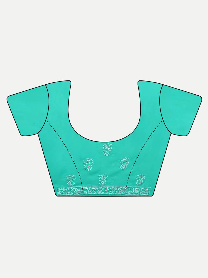 hand embroidered green georgette lucknowi chikankari saree with blouse 