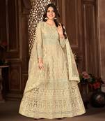 Sweet Cream Net Semi Stitched Party Wear Women's Salwar Kameez Semi stitched