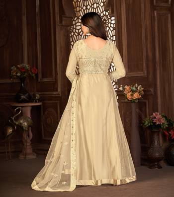 Sweet Cream Net Semi Stitched Party Wear Women's Salwar Kameez Semi stitched 5