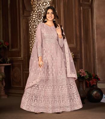 Delectable Purple Net Semi Stitched Bollywood Women's Salwar Kameez Online Semi stitched 1