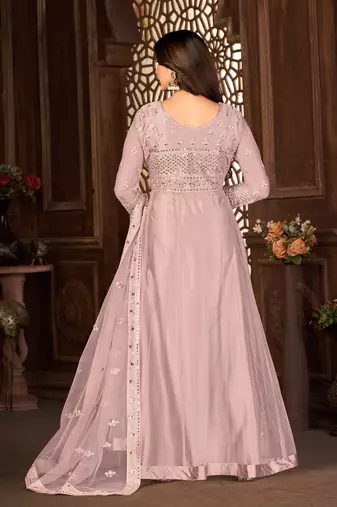 Delectable Purple Net Semi Stitched Bollywood Women's Salwar Kameez Online Semi stitched