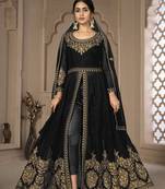 Likable Black Faux Georgette Semi Stitched Party Wear Salwar Kameez Semi stitched