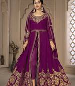 Adorable Purple Faux Georgette Semi Stitched Bollywood Women's Salwar Kameez Online Semi stitched