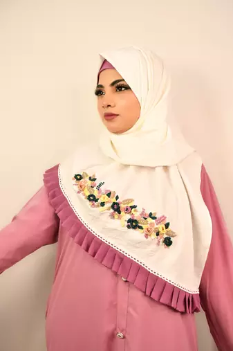 White premium luxury wedding bridal hijab