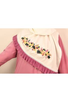 White premium luxury wedding bridal hijab 3