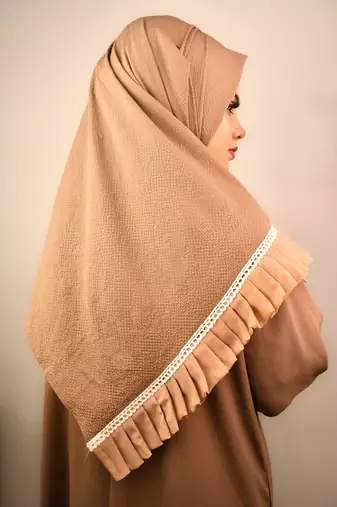 Beige premium luxury wedding bridal hijab