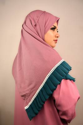 Purple premium luxury wedding bridal hijab 1