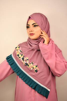 Purple premium luxury wedding bridal hijab 2