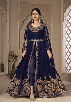 Endearing Blue Faux Georgette Semi Stitched Ethnic Women's Suits Semi stitched 1