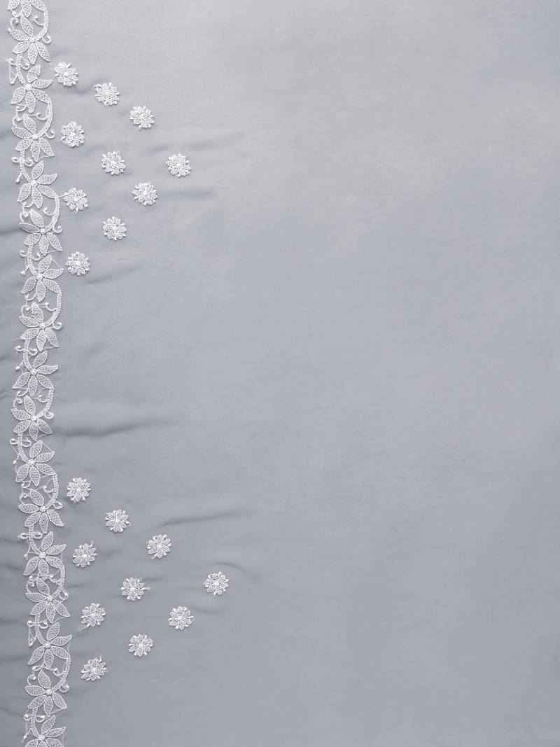 hand embroidered grey goergette lucknowi chikankari saree with blouse 