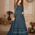 Agreeable Teal Blue Faux Georgette Semi Stitched Festive Women's Salwar Suits Semi stitched