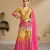Pink and Yellow Chiffon Printed and Sequin Embroidered Sharara (Size Up to 42")