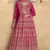 Pink embroidered georgette free sizestitched gown.(size Free size full stitched Up To 42")